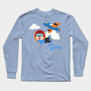 Vector illustration of a cute skydiver. Long Sleeve T-Shirt